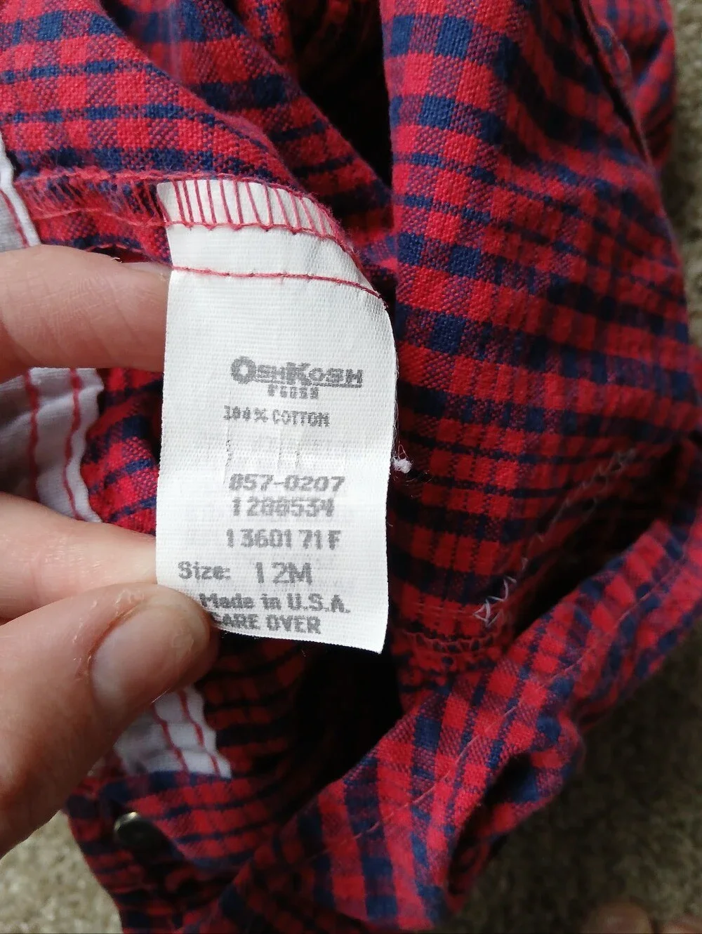Vintage OshKosh Red Plaid Cotton Overalls Baby Bgosh